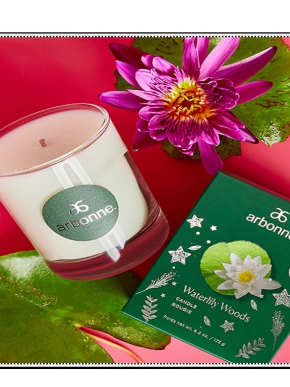 NIB Arbonne Waterlily Woods Scented Candle 6.2 oz Limited Edition